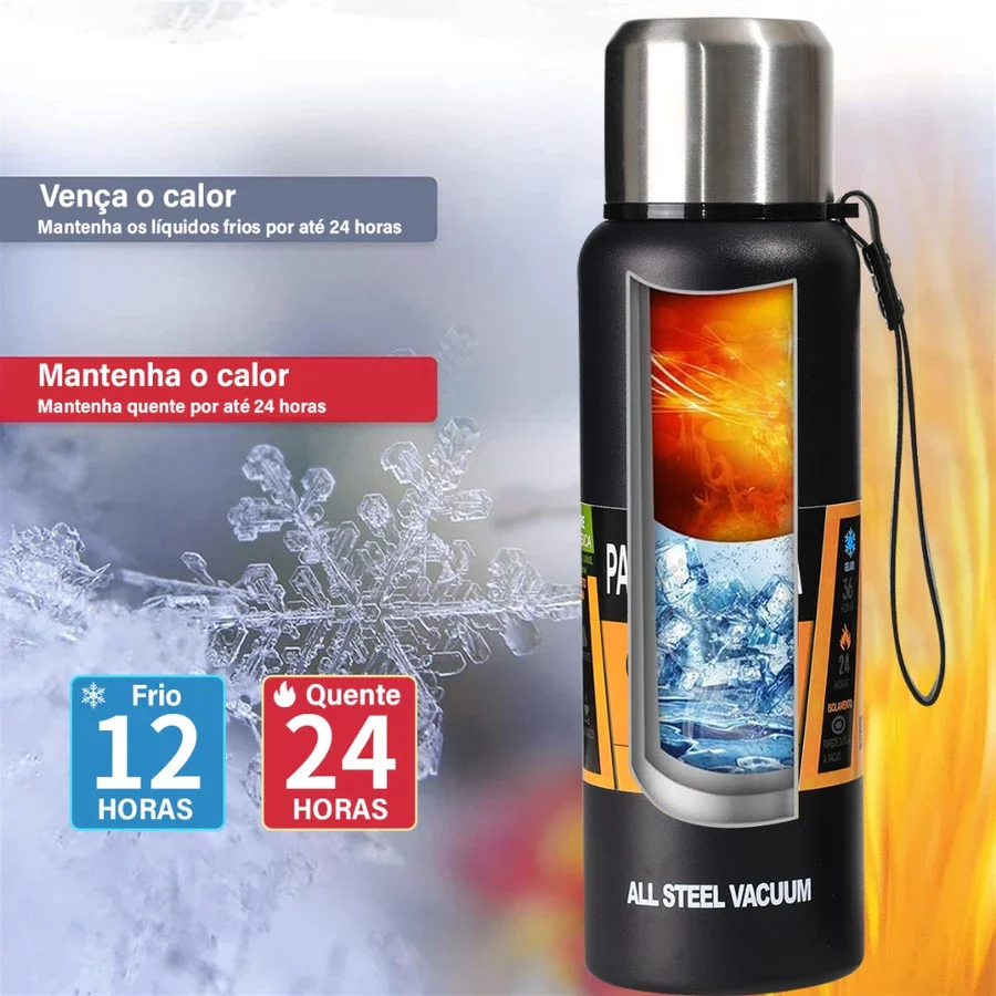 Garrafa Térmica em Aço Inoxidável 650ml / 850ml / 1100ml – Travel à Vácuo, Esportiva e Antivazamento - Image 3