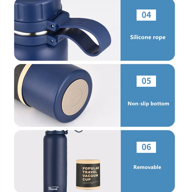Garrafa Térmica em Aço Inoxidável 650ml / 850ml / 1100ml – Travel à Vácuo, Esportiva e Antivazamento - Image 5