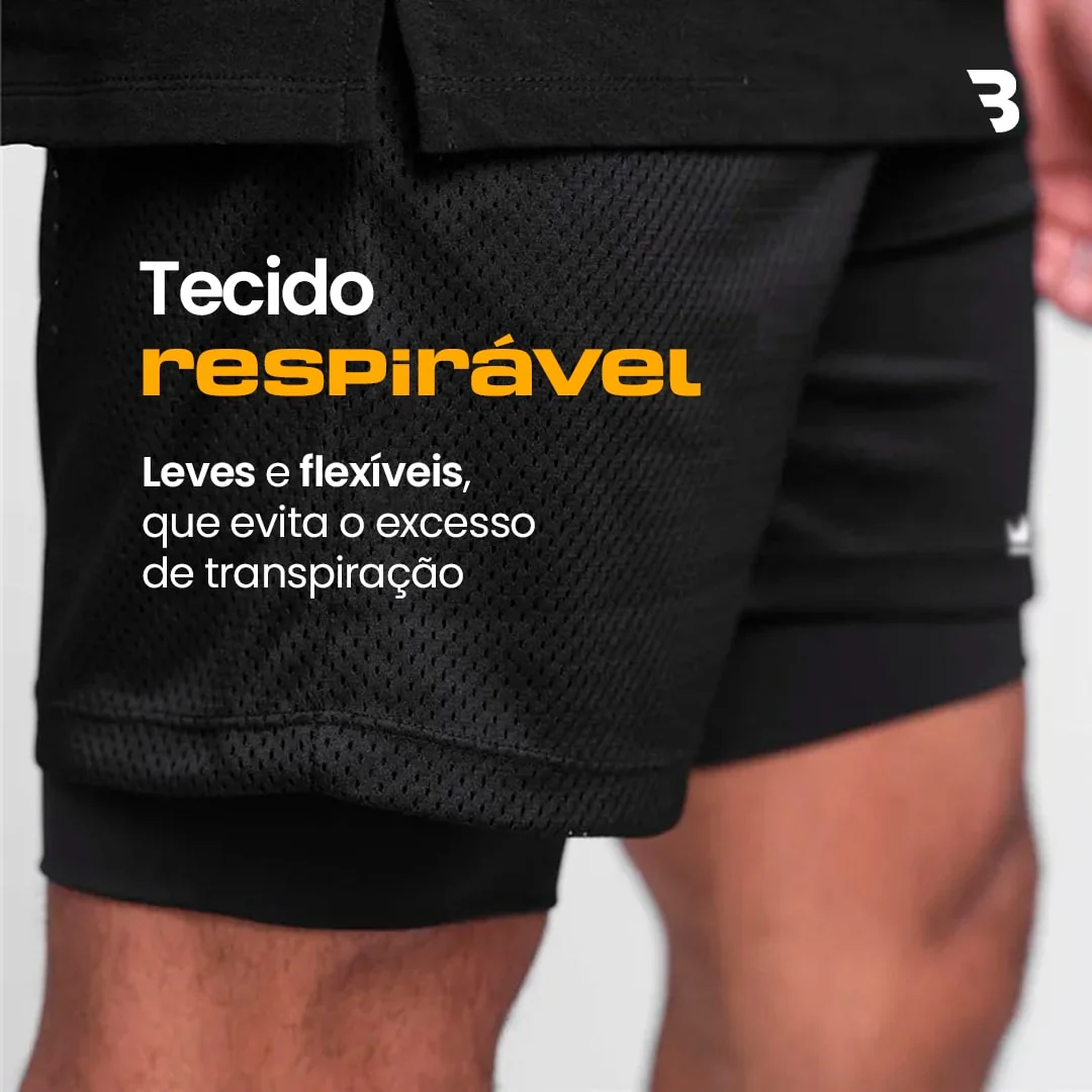 Short de Compressão 2 em 1 - Preto - Image 4